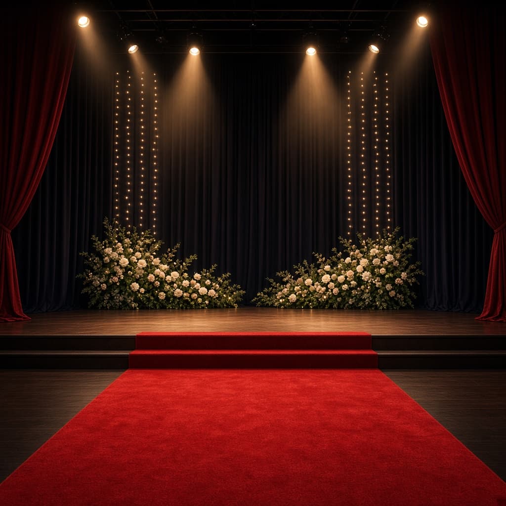 Event stage with a red carpet