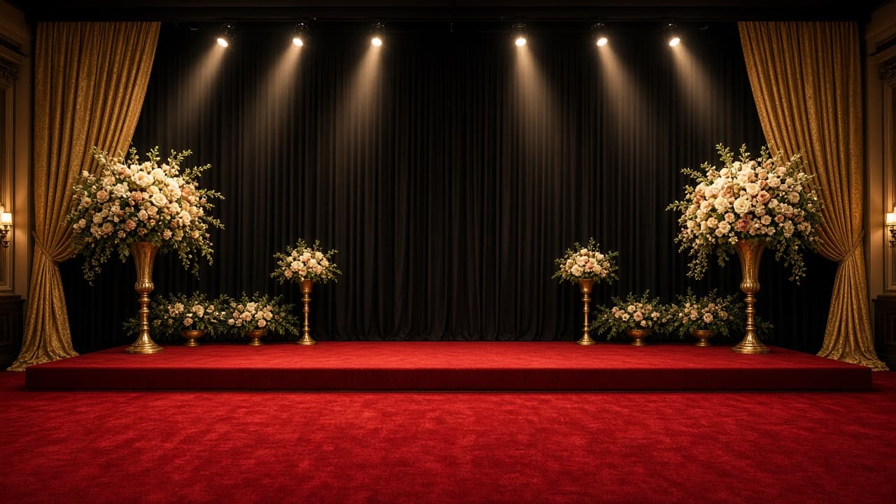 Stage setup with floral lighting